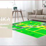 Ultra Soft Area Rug, Non Slip, Stain Resistant, Washable Area Rugs for Living Room, Bedroom, Vivid Cityscape Playful Design(Green)