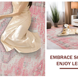Ultra Soft Area Rug, Non Slip, Stain Resistant, Washable Area Rugs for Living Room, Bedroom, Trendy Striped Earthy Palette(Pink)