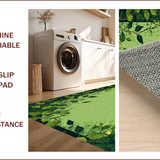 Ultra Soft Area Rug, Non Slip, Stain Resistant, Washable Area Rugs for Living Room, Bedroom, Cottagecore Leafy Textured Aesthetic(Green)