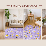 Ultra Soft Area Rug, Non Slip, Stain Resistant, Washable Area Rugs for Living Room, Bedroom, Vibrant Cheerful Floral Aesthetic(Purple)