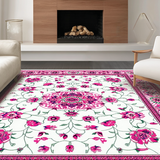 Ultra Soft Area Rug, Non Slip, Stain Resistant, Washable Area Rugs for Living Room, Bedroom, Charming Scalloped Pastel Motif(White)