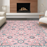 Ultra Soft Area Rug, Non Slip, Stain Resistant, Washable Area Rugs for Living Room, Bedroom, Artful Modern Distressed Composition(Pink)