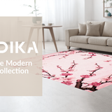 Ultra Soft Area Rug, Non Slip, Stain Resistant, Washable Area Rugs for Living Room, Bedroom, Delicate Pink Blossom Motif(Pink)