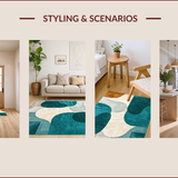 Ultra Soft Area Rug, Non Slip, Stain Resistant, Washable Area Rugs for Living Room, Bedroom, Modern Abstract Teal Living Room Pet-Friendly Rug(Beige)