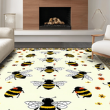 Ultra Soft Area Rug, Non Slip, Stain Resistant, Washable Area Rugs for Living Room, Bedroom, Artistic Flower and Insect Fusion(Beige)