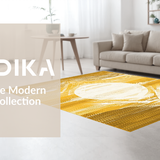 Ultra Soft Area Rug, Non Slip, Stain Resistant, Washable Area Rugs for Living Room, Bedroom, Eclectic Earthy Tones Design(Gold)