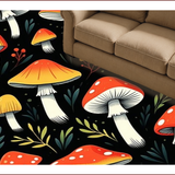 Ultra Soft Area Rug, Non Slip, Stain Resistant, Washable Area Rugs for Living Room, Bedroom, Playful Mushroom Black Anti-Fatigue Kitchen Mat(Red)