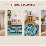 Ultra Soft Area Rug, Non Slip, Stain Resistant, Washable Area Rugs for Living Room, Bedroom, Boho Tribal Distressed Living Room Carpet(Blue)