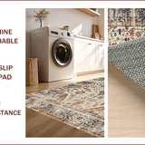 Ultra Soft Area Rug, Non Slip, Stain Resistant, Washable Area Rugs for Living Room, Bedroom, Rustic Soft Toned Bloom Motif(Beige)