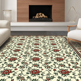Ultra Soft Area Rug, Non Slip, Stain Resistant, Washable Area Rugs for Living Room, Bedroom, Elegant Rustic Floral Aesthetic(Beige)