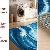 Ultra Soft Area Rug, Non Slip, Stain Resistant, Washable Area Rugs for Living Room, Bedroom, Serene Blue Tidal Texture(Blue)