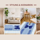 Ultra Soft Area Rug, Non Slip, Stain Resistant, Washable Area Rugs for Living Room, Bedroom, Stylish Blue Bow Decorative Rug for a Cute and Cozy Aesthetic(Blue)
