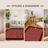 Ultra Soft Area Rug, Non Slip, Stain Resistant, Washable Area Rugs for Living Room, Bedroom, Luxurious Vintage Dice Layout(Red)