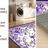 Ultra Soft Area Rug, Non Slip, Stain Resistant, Washable Area Rugs for Living Room, Bedroom, Vivid Pastoral Leaf Motif(Purple)