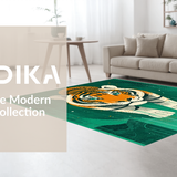 Ultra Soft Area Rug, Non Slip, Stain Resistant, Washable Area Rugs for Living Room, Bedroom, Vibrant Emerald Animal Print(Orange)