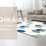Ultra Soft Area Rug, Non Slip, Stain Resistant, Washable Area Rugs for Living Room, Bedroom, Delicate Grey Tone Animal Illustrations(White)