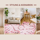 Ultra Soft Area Rug, Non Slip, Stain Resistant, Washable Area Rugs for Living Room, Bedroom, Graceful Floral Artistry Theme(Pink)