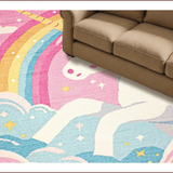 Ultra Soft Area Rug, Non Slip, Stain Resistant, Washable Area Rugs for Living Room, Bedroom, Unicorn-Themed Plush Nursery Area Carpet(Red)
