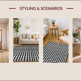 Ultra Soft Area Rug, Non Slip, Stain Resistant, Washable Area Rugs for Living Room, Bedroom, Elegant Monochrome Checkerboard Aesthetic(Black)