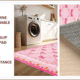 Ultra Soft Area Rug, Non Slip, Stain Resistant, Washable Area Rugs for Living Room, Bedroom, Chic Scalloped Elegance in Pink(Pink)