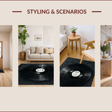 Ultra Soft Area Rug, Non Slip, Stain Resistant, Washable Area Rugs for Living Room, Bedroom, Music Lover Retro Playroom Non-Slip Carpet(Black)