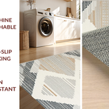Ultra Soft Area Rug, Non Slip, Stain Resistant, Washable Area Rugs for Living Room, Bedroom, Sophisticated Vintage Tiled Motif(Gray)