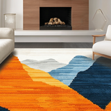 Ultra Soft Area Rug, Non Slip, Stain Resistant, Washable Area Rugs for Living Room, Bedroom, Bright Minimalist Circle Artwork(Orange)
