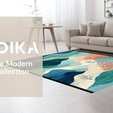 Ultra Soft Area Rug, Non Slip, Stain Resistant, Washable Area Rugs for Living Room, Bedroom, Nautical Shoreline Runner Rug with Seafoam Wave Designs and Coral Reef Details(Blue)