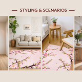 Ultra Soft Area Rug, Non Slip, Stain Resistant, Washable Area Rugs for Living Room, Bedroom, Charming Sakura Floral Motif(Pink)