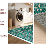 Ultra Soft Area Rug, Non Slip, Stain Resistant, Washable Area Rugs for Living Room, Bedroom, Retro Vintage Non-Slip Dining Area Carpet(Green)