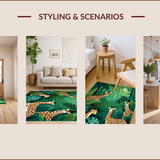 Ultra Soft Area Rug, Non Slip, Stain Resistant, Washable Area Rugs for Living Room, Bedroom, Vivid Safari Wildlife Motif(Green)