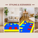 Ultra Soft Area Rug, Non Slip, Stain Resistant, Washable Area Rugs for Living Room, Bedroom, Colorful Whimsical Geometric Motif(Yellow)