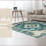 Ultra Soft Area Rug, Non Slip, Stain Resistant, Washable Area Rugs for Living Room, Bedroom, Retro Distressed Floral Medallion(Blue)