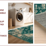Ultra Soft Area Rug, Non Slip, Stain Resistant, Washable Area Rugs for Living Room, Bedroom, Chic Floral Green Medley(Green)