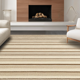 Ultra Soft Area Rug, Non Slip, Stain Resistant, Washable Area Rugs for Living Room, Bedroom, Rustic Striped High-Low Visual Appeal(Beige)