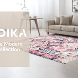 Ultra Soft Area Rug, Non Slip, Stain Resistant, Washable Area Rugs for Living Room, Bedroom, Playful Vintage Medallion Style(Pink)