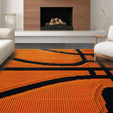 Ultra Soft Area Rug, Non Slip, Stain Resistant, Washable Area Rugs for Living Room, Bedroom, Chic Athletic Motif Ensemble(Orange)