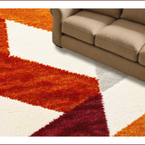 Ultra Soft Area Rug, Non Slip, Stain Resistant, Washable Area Rugs for Living Room, Bedroom, Rust Ivory Geometric Living Room Shag Rug(Orange)