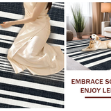 Ultra Soft Area Rug, Non Slip, Stain Resistant, Washable Area Rugs for Living Room, Bedroom, Stylish Striped Area Rug for Chic Outdoor Spaces and Front Porches(Black)