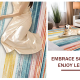 Ultra Soft Area Rug, Non Slip, Stain Resistant, Washable Area Rugs for Living Room, Bedroom, Artistic Multicolor Striped Weave(Yellow)