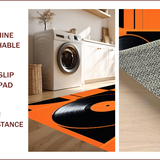 Ultra Soft Area Rug, Non Slip, Stain Resistant, Washable Area Rugs for Living Room, Bedroom, Artistic Semi-Circle Record Design(Black)