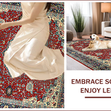 Ultra Soft Area Rug, Non Slip, Stain Resistant, Washable Area Rugs for Living Room, Bedroom, Vintage Low-Pile Laundry Room Carpet Teal(Red)