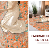 Ultra Soft Area Rug, Non Slip, Stain Resistant, Washable Area Rugs for Living Room, Bedroom, Cozy Rust and Teal Medallion(Orange)