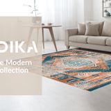 Ultra Soft Area Rug, Non Slip, Stain Resistant, Washable Area Rugs for Living Room, Bedroom, Artful Modern Symmetrical Textures(Orange)
