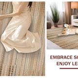 Ultra Soft Area Rug, Non Slip, Stain Resistant, Washable Area Rugs for Living Room, Bedroom, Artful Textured Jute and Cotton Blend(Gray)