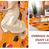 Ultra Soft Area Rug, Non Slip, Stain Resistant, Washable Area Rugs for Living Room, Bedroom, Lively Retro Floral Arrangement(Orange)