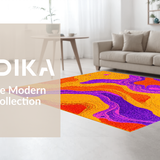 Ultra Soft Area Rug, Non Slip, Stain Resistant, Washable Area Rugs for Living Room, Bedroom, Expressive Color Shift Geometric Shape(Orange)