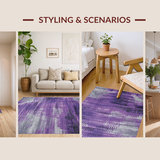Ultra Soft Area Rug, Non Slip, Stain Resistant, Washable Area Rugs for Living Room, Bedroom, Modern Psychedelic Color Burst(Purple)