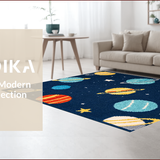 Ultra Soft Area Rug, Non Slip, Stain Resistant, Washable Area Rugs for Living Room, Bedroom, Cute Colorful Space Carpet for Boys Bedroom(Blue)