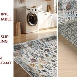 Ultra Soft Area Rug, Non Slip, Stain Resistant, Washable Area Rugs for Living Room, Bedroom, Artistic Ogee Floral Theme(Gray)